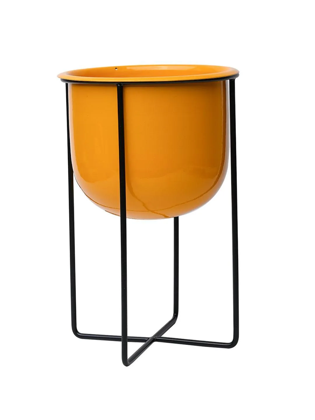 Stylish Yellow Plant Pot With Stand - Detailed Feature View 1