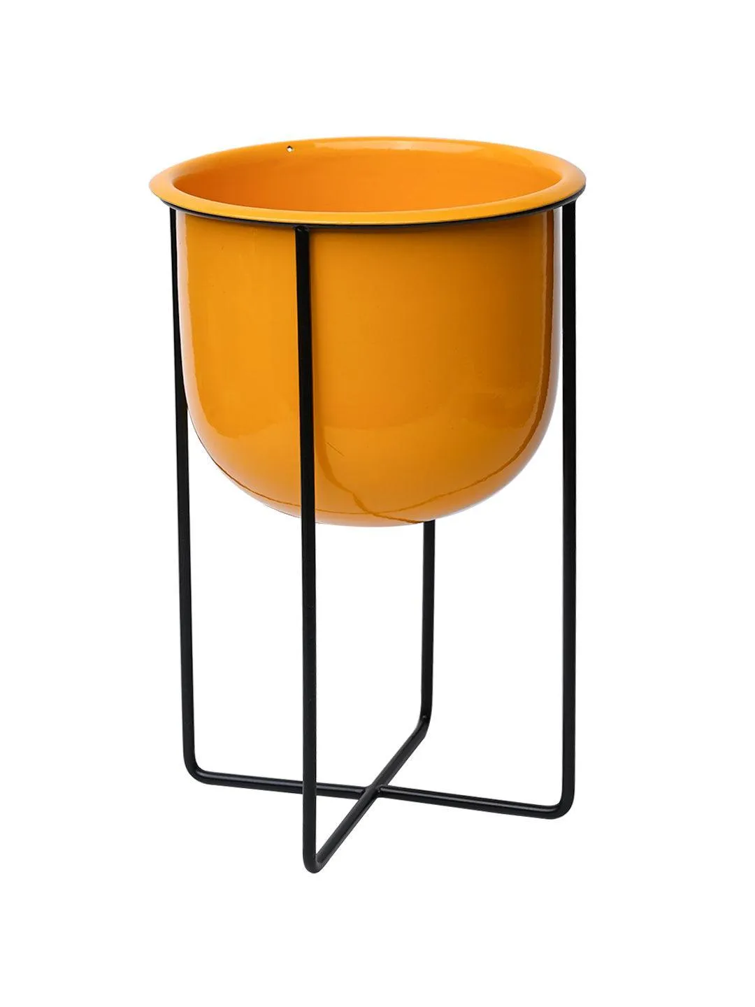 Stylish Yellow Plant Pot With Stand - Detailed Feature View 2