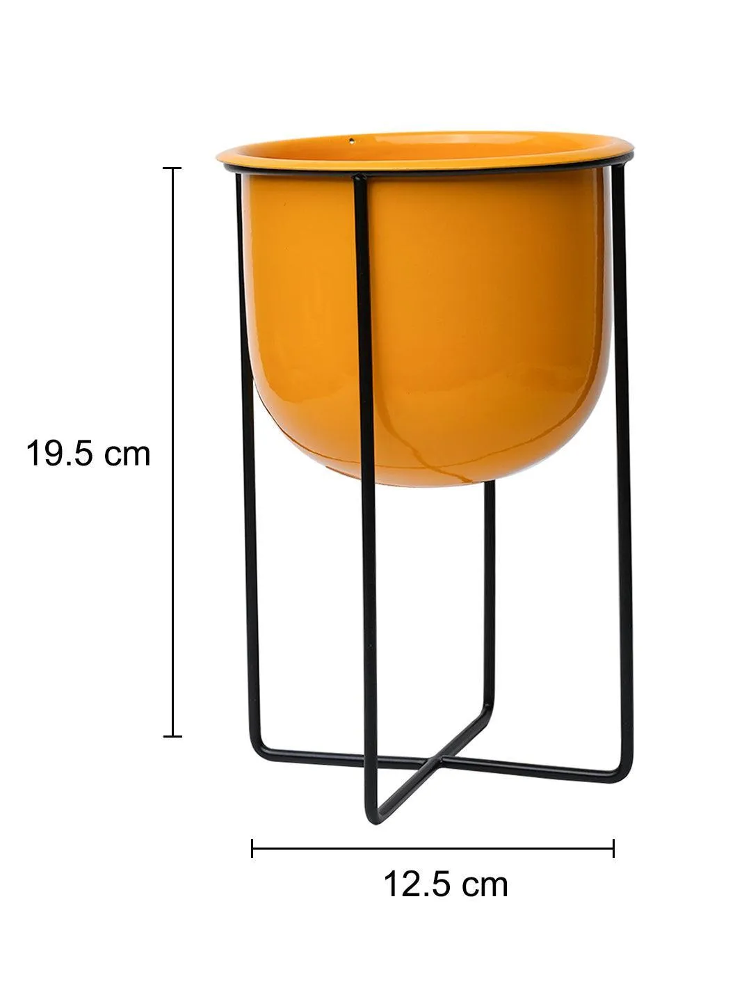Stylish Yellow Plant Pot With Stand - Detailed Feature View 4
