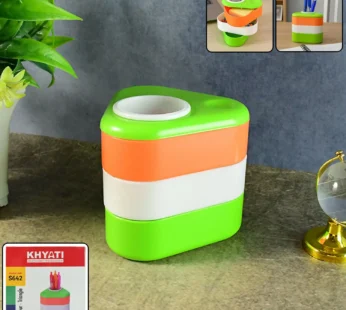 Tricolour Triangle Pen Stand – Multi-Layer Rotating Desk Organizer