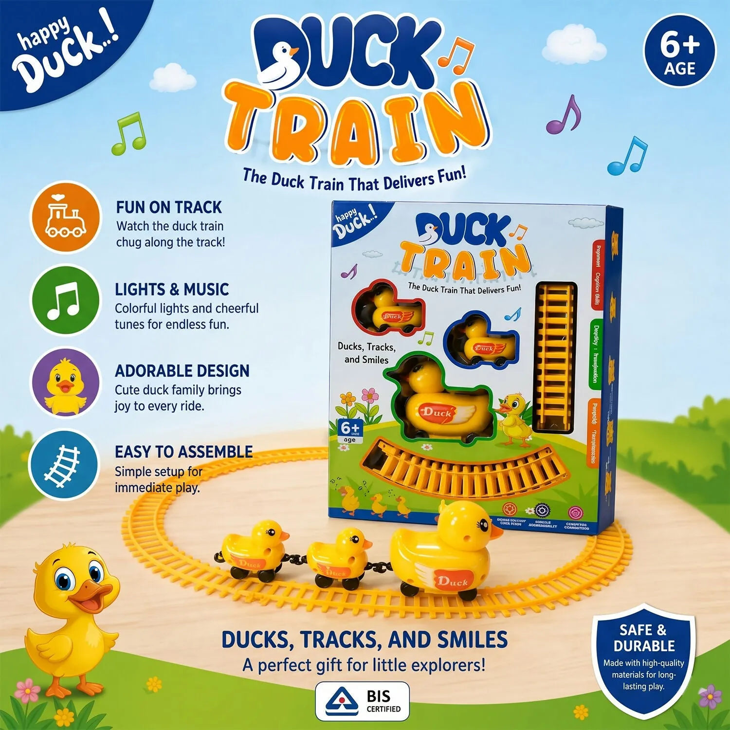 Kids Electric Toy Train Set – Lights, Music & Easy Assembly - Detailed Feature View 2