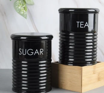 Tea & Sugar Jar – Set Of 2 (Black, Each 900 mL)