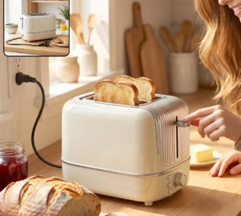800W 2 Slice Pop Up Bread Toaster with Browning Control for Kitchen (1 Pc)