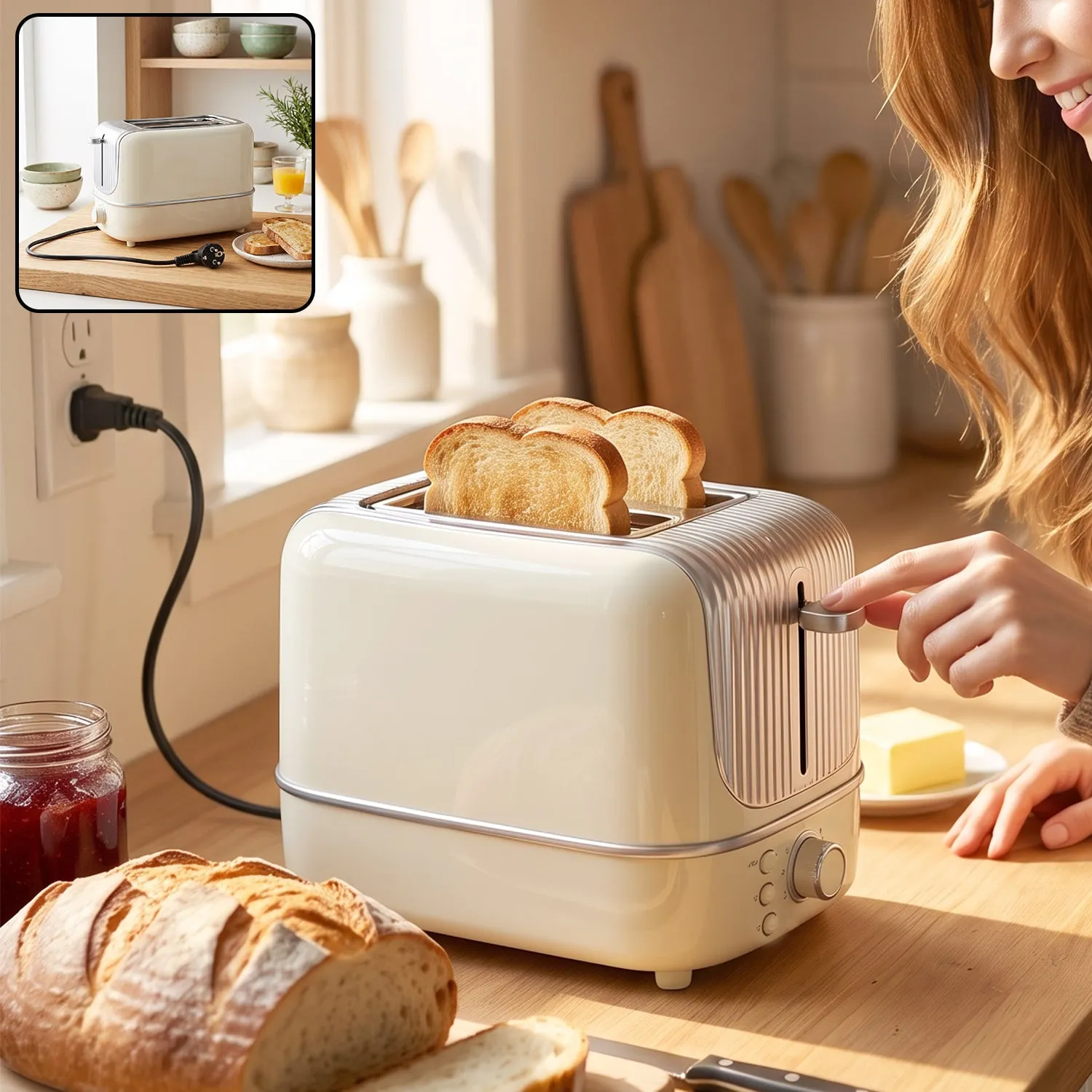 Premium 800W 2 Slice Pop Up Bread Toaster with Browning Control for Kitchen (1 Pc) - Buy Online at Alikart