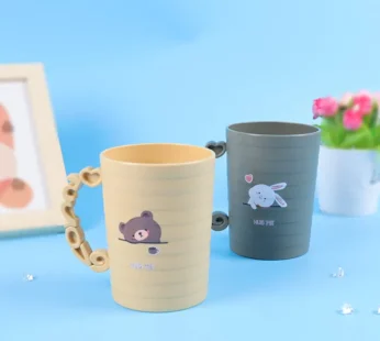 Creative Handle Printed Cup – Multipurpose Coffee & Toothbrush Holder (Random color-Pack of 1)