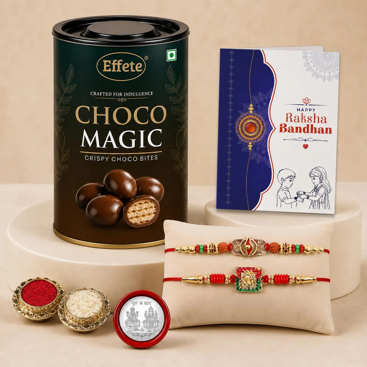 Premium Trinetra Rakhi for Brother with Choco Magic 96gm, Roli Tikka & Card, Pack of 6 - Buy Online at Alikart