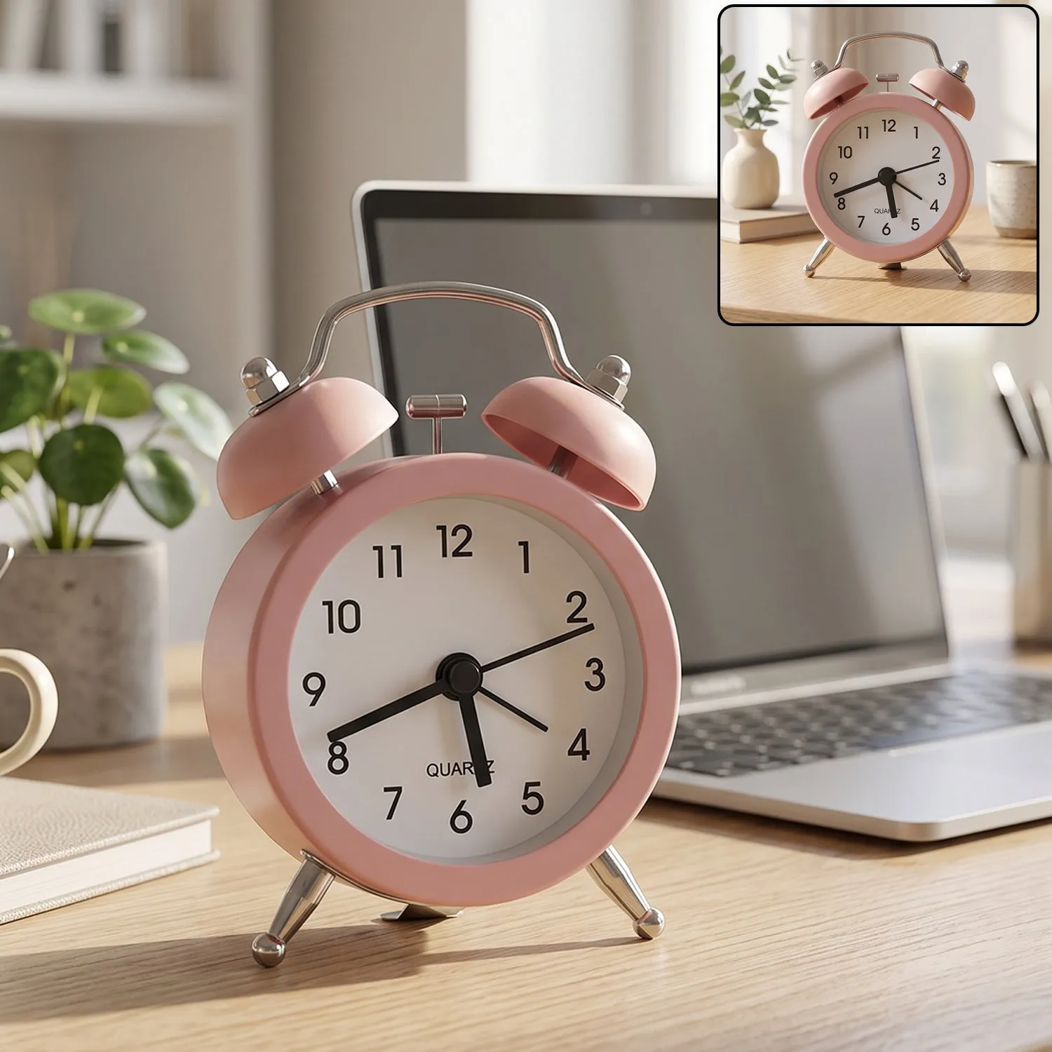 Premium Mini Twin Bell Analog Alarm Clock Vintage Table Desk Loud Ringer (1 Pc) - Buy Online at Alikart