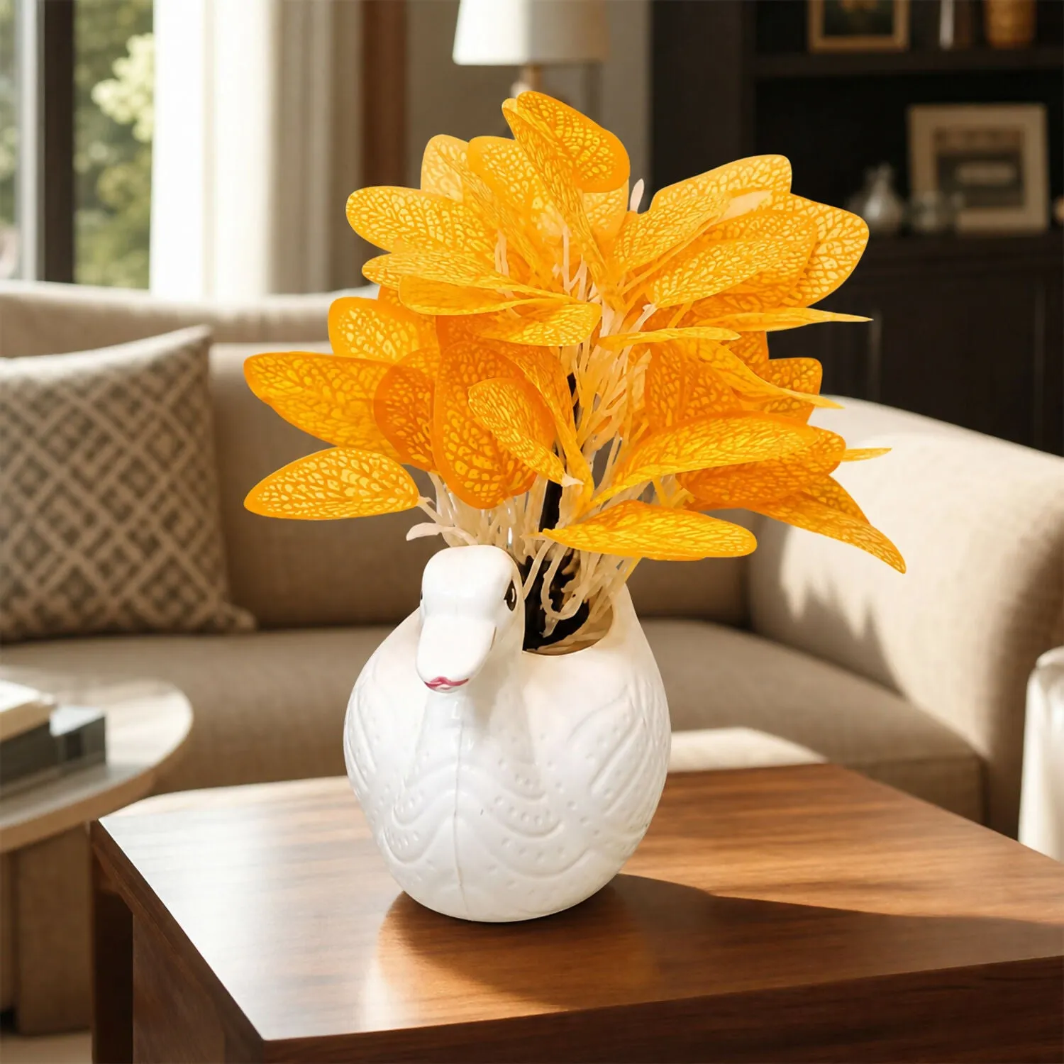 Artificial Decor Vase – Unique White Swan Design for Home