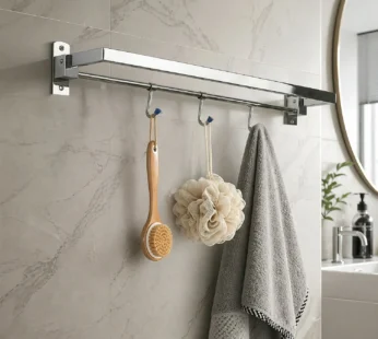 Wall Mounted Foldable Towel Rod – Space-Saving Bathroom Organizer