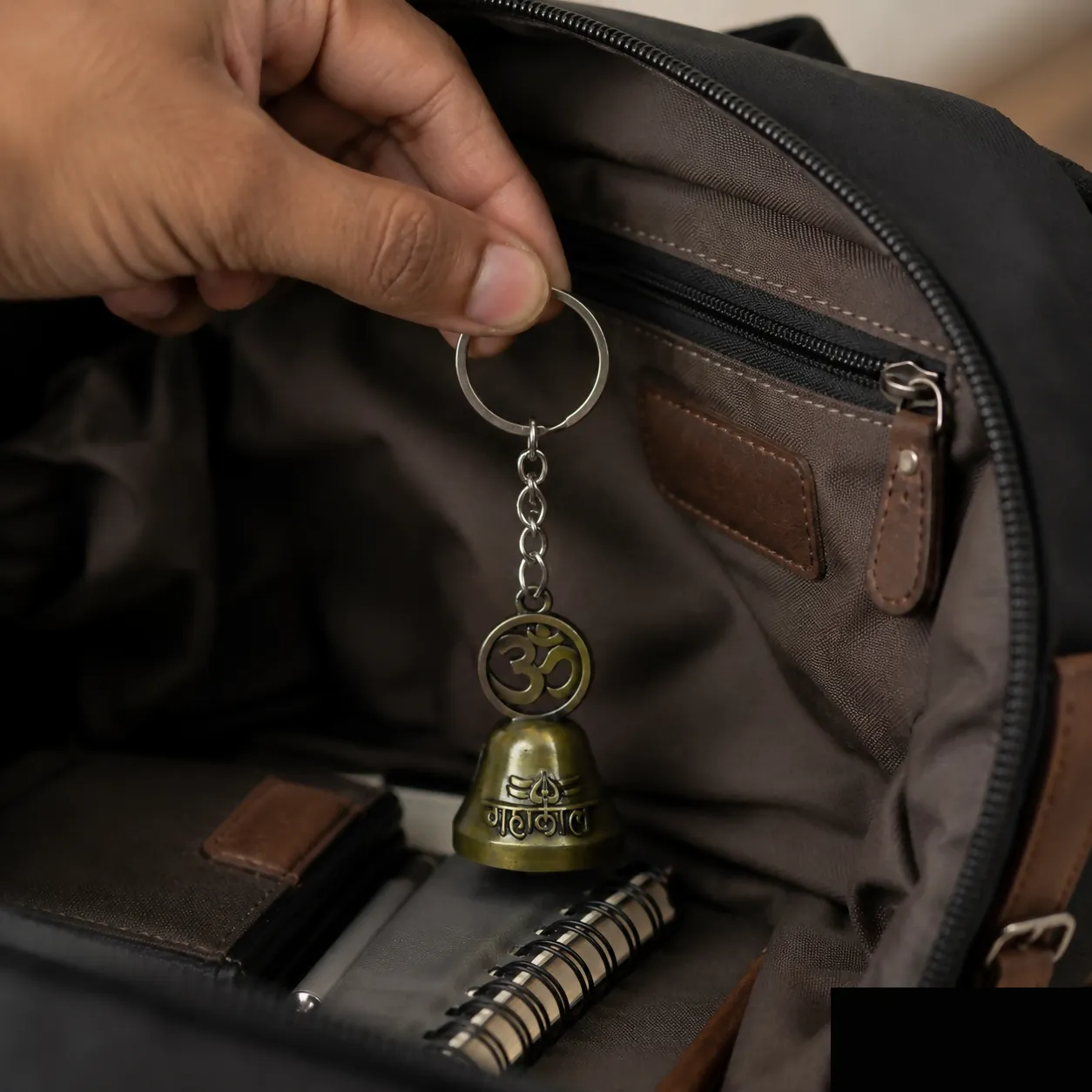 Om Symbol Metal Keychain for Car & Bike Keys Mahakal Metal Keychain - Detailed Feature View 1