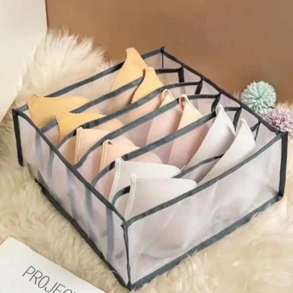 7 Compartment Under Garment Storage Box – Foldable Fabric Organizer for Socks, Underwear, Lingerie & Closet Drawer Storage(Pack of 1)