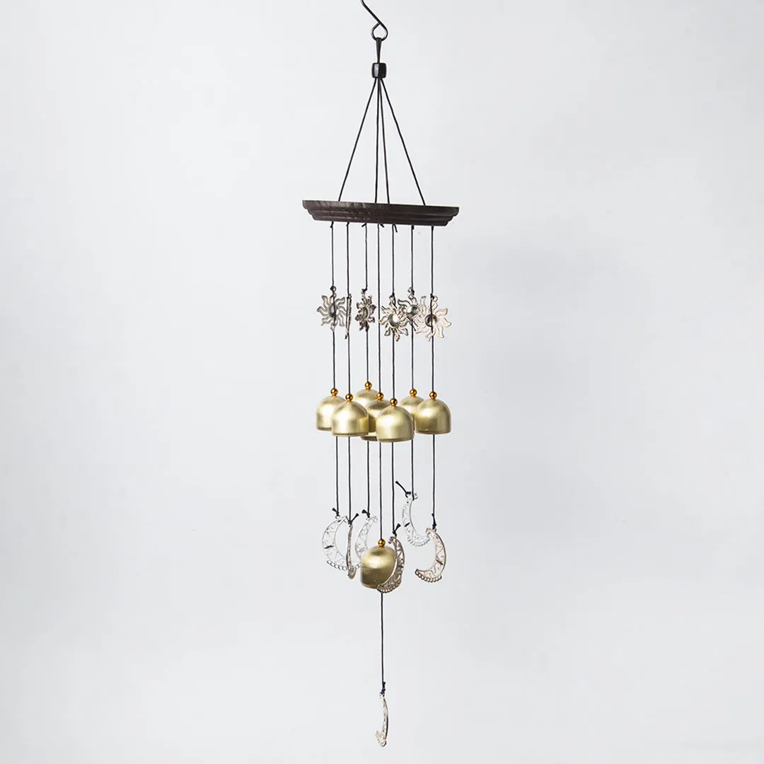 Unique Golden Decorative Wind Chime For Home - 11.5 X 11.5 X 55 Cm - Detailed Feature View 1