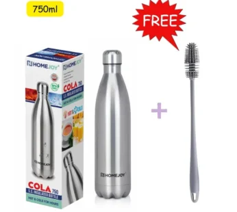 HomeJoy 750ml Hot & Cold Cola Bottle – 12-Hour Cold Water Guarantee, Stainless Steel Water Bottle with Free Bottle Brush