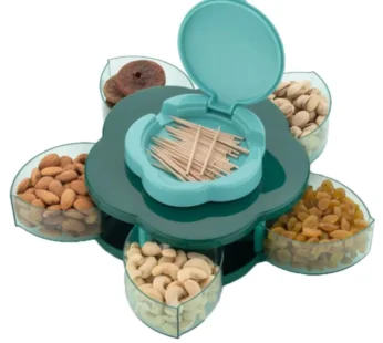 Flower Candy Box Rotating Serving Tray with Mobile Stand – Multi-Compartment Masala, Dry Fruit & Snack Storage Organizer (Multicolor-Pack of 1 Pc)