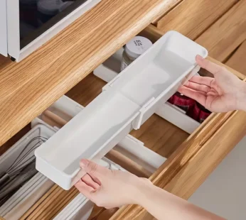 Outward Horizontal Telescopic Expandable Drawer Organizer Tray | Adjustable Cutlery, Utensil & Desk Storage Solution