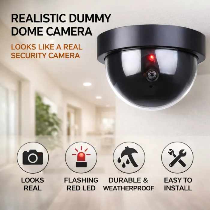 Premium Fake CCTV Dummy Camera – Realistic ABS Plastic Surveillance Dummy with LED Indicator (Indoor/Outdoor) - Buy Online at Alikart