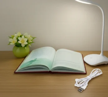 Touch LED Table Lamp With USB Cable – Adjustable Height Bedside Night Light with Polished Finish for Bedroom (Random color)