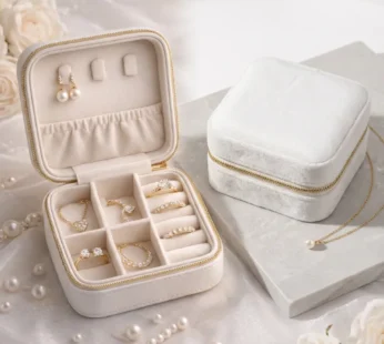 Velvet Mini Jewelry Organizer Travel Case – Compact Jewelry Storage Box for Travel & Daily Use (Random color-Pack of 1)