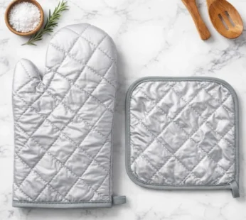Heat Resistant Oven Gloves with Pad – Kitchen Baking & Cooking Mitts Set