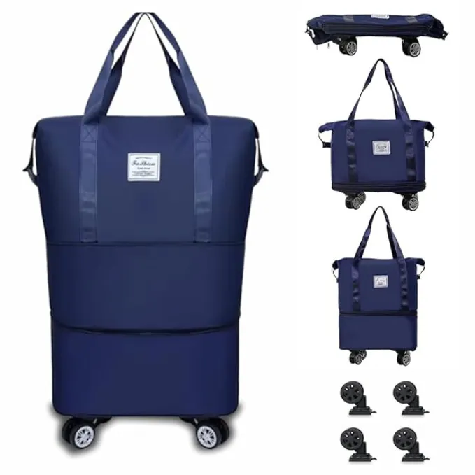 Duffel Trolley Bag with Wheels – Expandable & Foldable Travel Luggage Bag (Lightweight & Durable) - Detailed Feature View 3