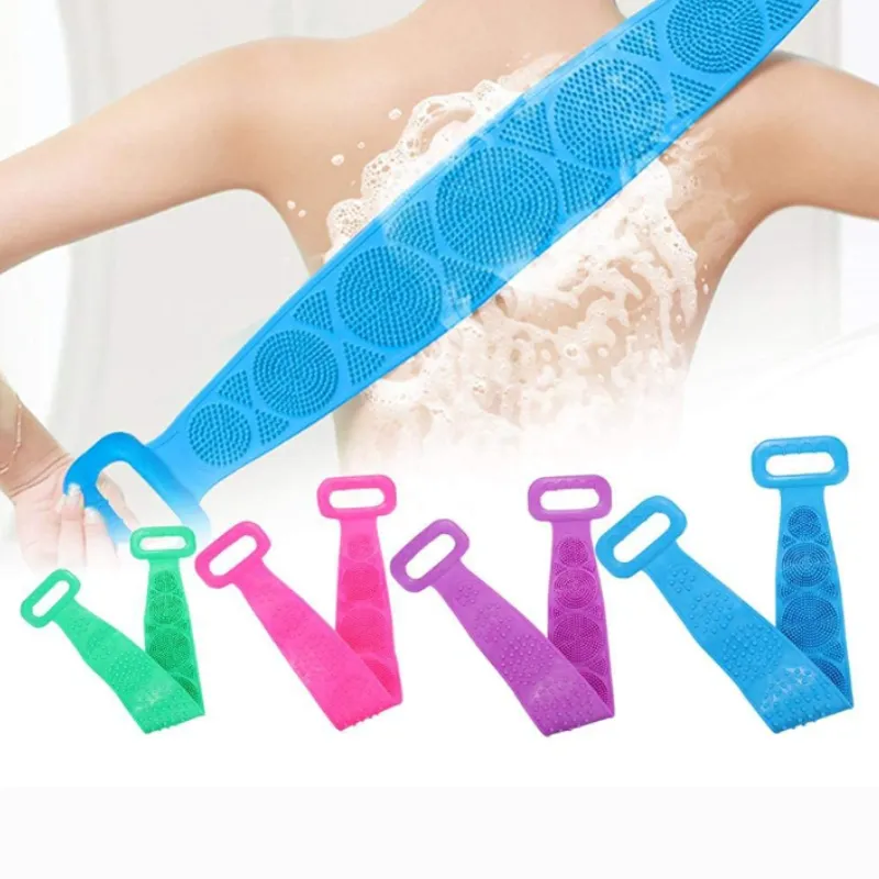 Premium Silicone Back Scrubber – Dual-Sided Exfoliating & Massage Body Brush | Quick-Drying, Hygienic Bath Scrubber for Deep Cleaning (Random Color – Pack of 1) - Buy Online at Alikart