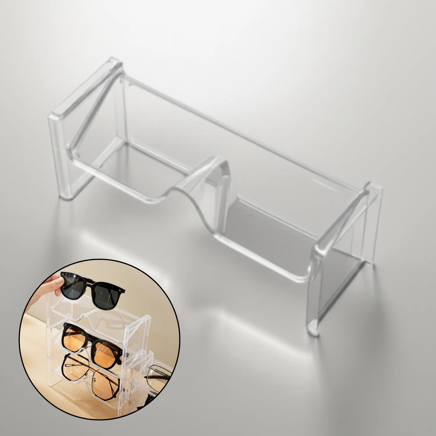 Premium Transparent Sunglass Organizer – Eyeglass Storage Rack & Display Stand for Sunglasses, Spectacles & Eyewear (Pack of 2) - Buy Online at Alikart