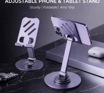 360° Rotatable Mobile Phone Stand – Foldable & Height Adjustable Aluminum Desk Holder | Anti-Skid, Multipurpose Mobile Stand
