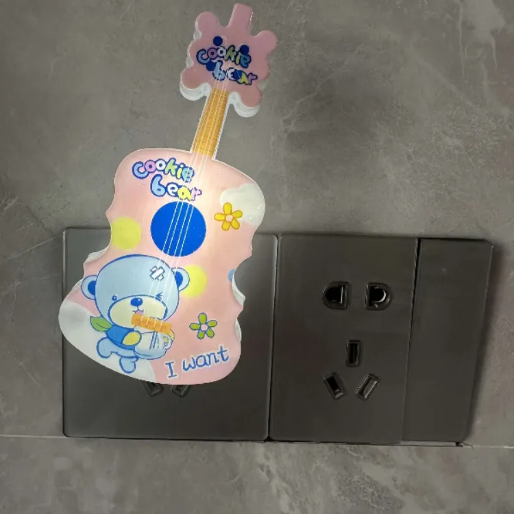 Guitar Shaped LED Night Lamp – Colorful Random Print, Decorative Music-Themed Night Light for Bedroom, Kids, and Living Room(Pack of 1) - Detailed Feature View 5