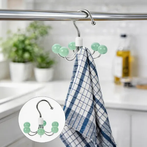Tie Rack Space-Saving Hook – 360° Rotating Belt & Scarf Hanger with 6 Claws for Closet Organization(Random color-Pack of 1)