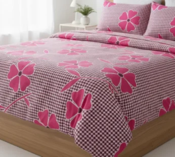 Super King Size Glace Cotton Printed Bedsheet with 2 Pillow Covers – Soft, Breathable & Stylish (Random Prints- Pack of 1)