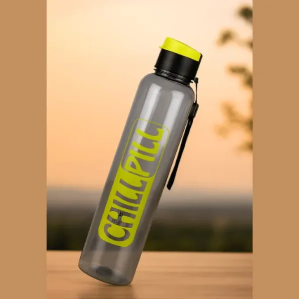 Chill Pill Water Bottle – BPA Free Non-Toxic Drinking Bottle – 1000 ml (Random Color-Pack of 2 Pcs)
