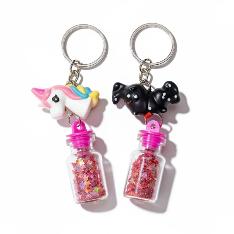 Premium 12 Pcs Cartoon Shape Magic Sparkle Bottle Keychain – Cute Decorative Key Rings (Random Keychains) - Buy Online at Alikart