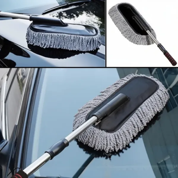 Telescopic Fabric Car Cleaning Brush Duster – Extendable Handle, Soft Dust Remover for Car, Bike & Home Use (Pack of 1)