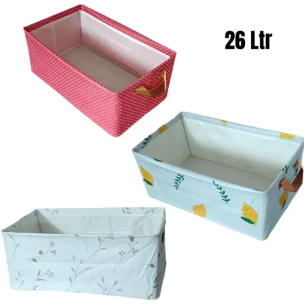 26 Ltr Folding Storage Basket – Collapsible Organizer Box for Clothes, Toys & Home Storage (Random Design/Color-Pack of 1)
