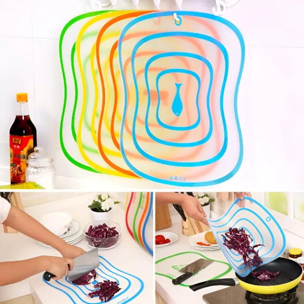 Premium Flexible Transparent Cutting Board – Chopping Mat for Vegetables & Fruits, Non-Slip Kitchen Board (Random color-Pack of 1) - Buy Online at Alikart