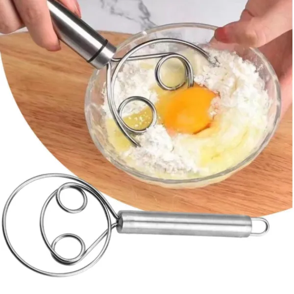 Premium Stainless Steel Dough Whisk Mixer – Dutch Dough Whisk for Cooking, Blending & Stirring Pizza, Pastry & Cake Batter - Buy Online at Alikart
