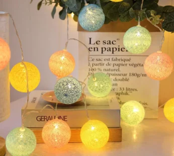 Multicolour Cotton Ball Lights for Decoration – 4 Meter, 10 LED Lights for Home Decoration, Decorative Lights, Led Lights for Decoration Indoor and Decoration Lights Outdoor, Colour Light