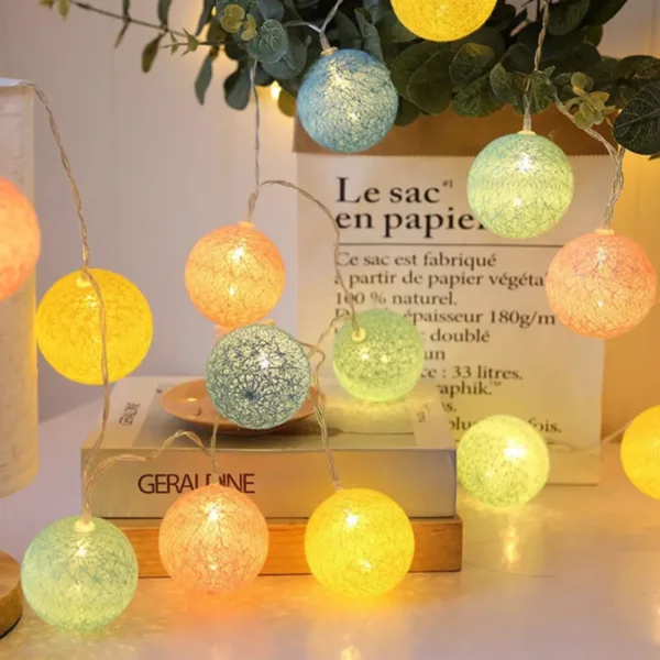 Multicolour Cotton Ball Lights for Decoration – 4 Meter, 10 LED Lights for Home Decoration, Decorative Lights, Led Lights for Decoration Indoor and