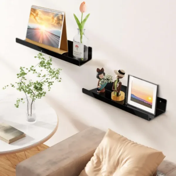 2 Pcs Wall Mounted Shelf – Floating Storage Rack for Bathroom, Kitchen & Living Room