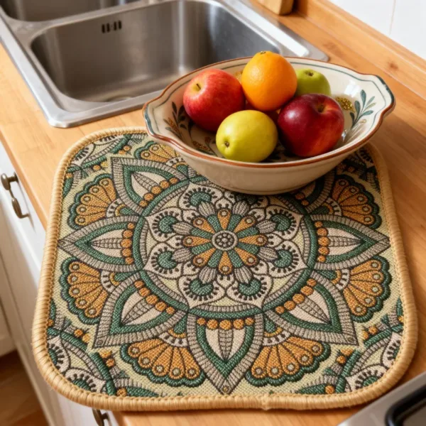 Square Table Placemats (Pack of 2) – Washable, Heat-Resistant & Non-Slip Mats for Center Table, Side Table, Cups, Glasses, Soup Bowls & Tea