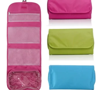 Hanging Travel Toiletry Bag for Women & Men – Waterproof Cosmetic Organizer with Hook | Portable Makeup & Skincare Storage Pouch for Travel (Random Color-Pack of 1)