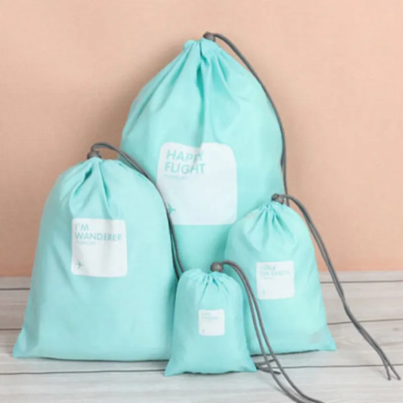 Waterproof Shoe & Laundry Bags Set of 4 – Reusable Nylon Travel Organizer Pouches for Shoes, Clothes & Delicates (Random Color) - Detailed Feature View 2