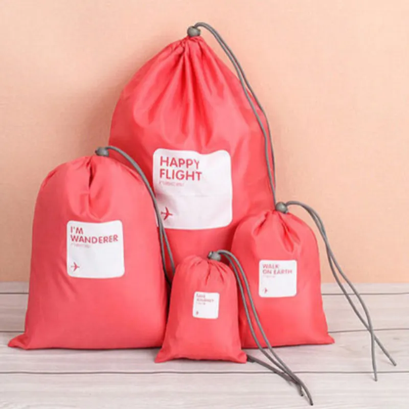 Waterproof Shoe & Laundry Bags Set of 4 – Reusable Nylon Travel Organizer Pouches for Shoes, Clothes & Delicates (Random Color) - Detailed Feature View 3