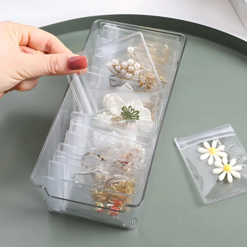 Premium 10 Pcs Transparent Jewelry Bags – Small Plastic Storage Pouches (6 × 8 cm) - Buy Online at Alikart