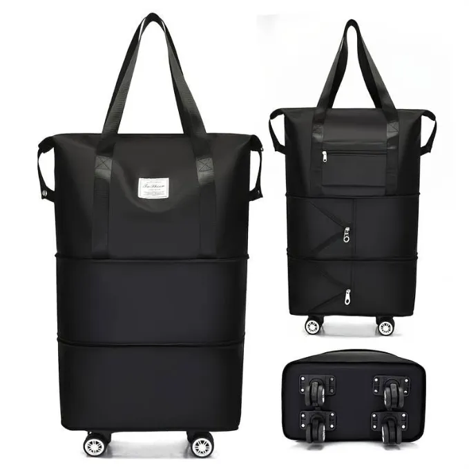 Duffel Trolley Bag with Wheels – Expandable & Foldable Travel Luggage Bag (Lightweight & Durable) - Detailed Feature View 1