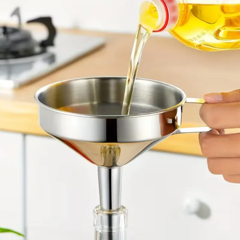 Premium Stainless Steel Oil Funnel – 15 cm Wide Mouth Kitchen Funnel for Oil, Water, Juice, Spices & Liquid Transfer (Pack of 1) - Buy Online at Alikart