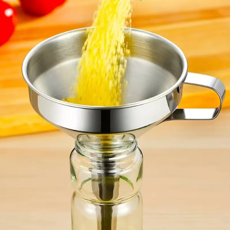 Stainless Steel Oil Funnel – 15 cm Wide Mouth Kitchen Funnel for Oil, Water, Juice, Spices & Liquid Transfer (Pack of 1) - Detailed Feature View 1