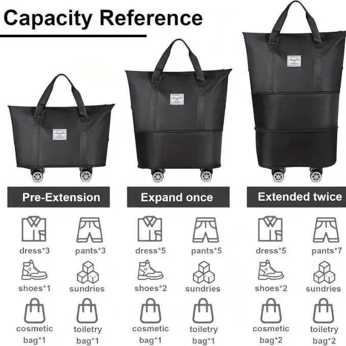 Duffel Trolley Bag with Wheels – Expandable & Foldable Travel Luggage Bag (Lightweight & Durable) - Detailed Feature View 2