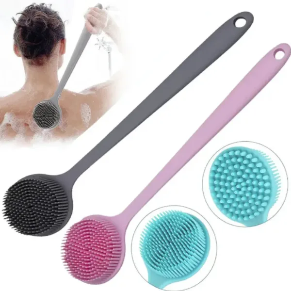 2-in-1 Silicone Body & Back Scrub Brush – Soft Bristles with Long Handle for Shower, Bath & Exfoliation (Pack of 1)