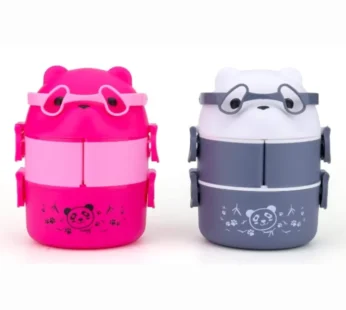 Teddy Shaped Tiffin Box for Kids | 4-Compartment Lunch Box with Spoon | Cute Kids Lunch Box (Random Color-Pack of 1)